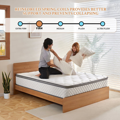 Materasso SweDrea in memory foam ibrido rigido da 10 pollici con certificazione CertiPUR-US e Oeko-TEX, dotato di molle rinforzate.