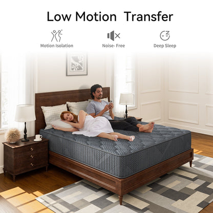 Materasso ibrido a molle insacchettate SweDrea da 10 pollici con memory foam in gel e cuscino rigido, certificato CertiPUR-US, SGS e OEKO-TEX