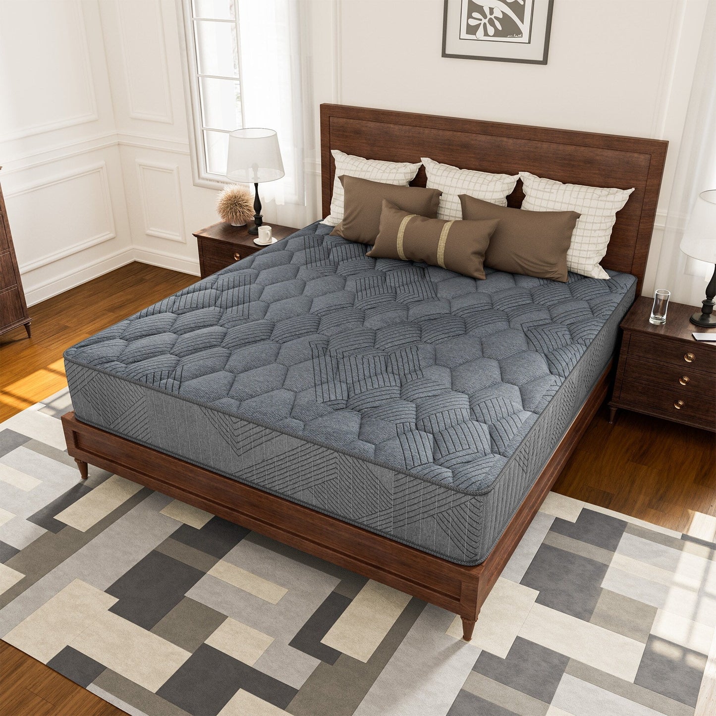 Materasso ibrido a molle insacchettate SweDrea da 10 pollici con memory foam in gel e cuscino rigido, certificato CertiPUR-US, SGS e OEKO-TEX