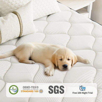 Materasso ibrido rigido SweDrea da 8/12 pollici, rinfrescante e traspirante con CertiPUR-US, SGS e OEKO-TEX