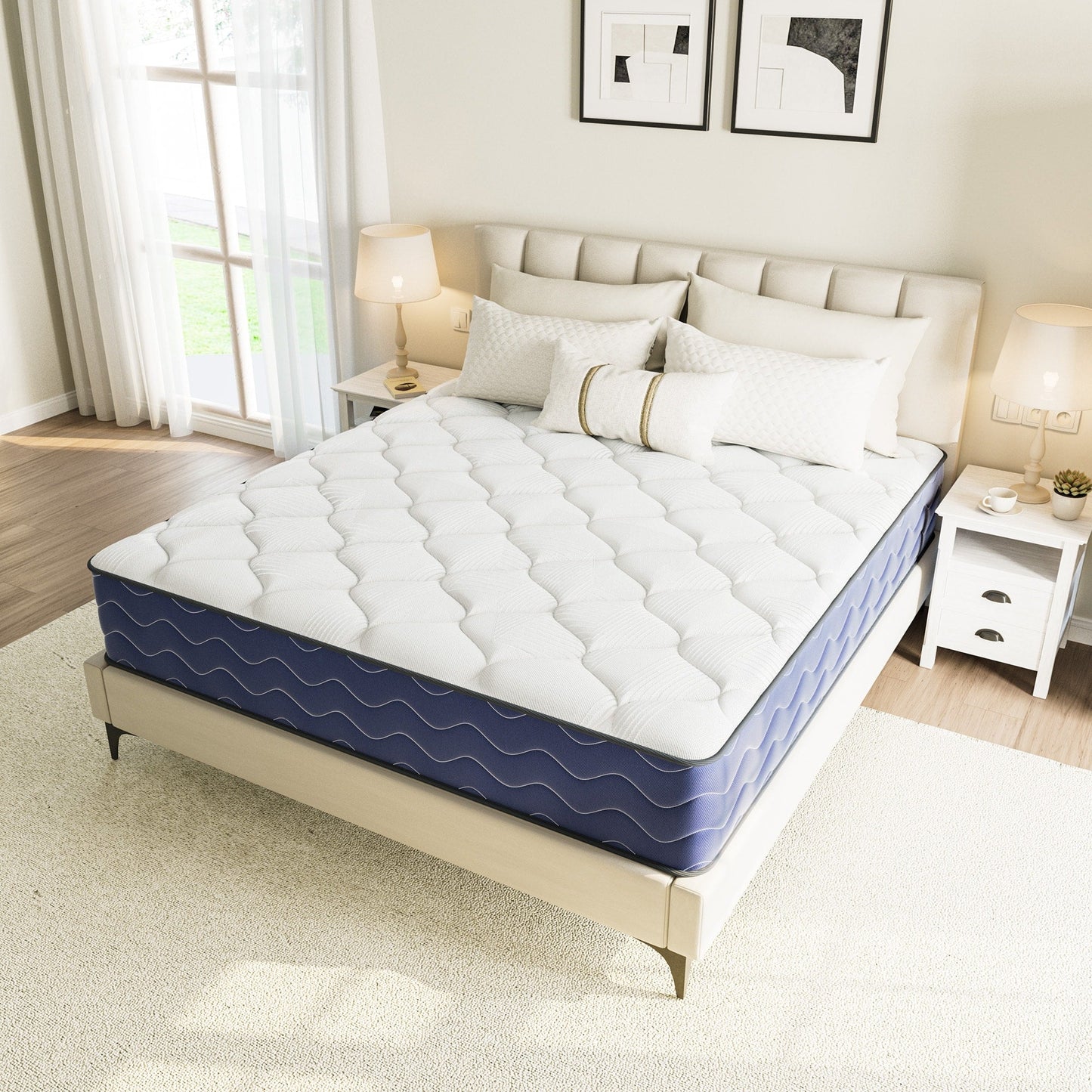 Materasso ibrido rigido SweDrea da 8/12 pollici, rinfrescante e traspirante con CertiPUR-US, SGS e OEKO-TEX