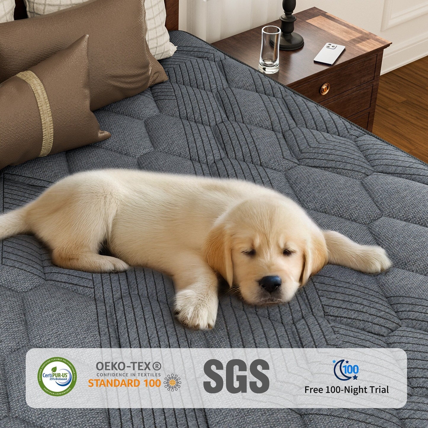 Materasso ibrido a molle insacchettate SweDrea da 8/12 pollici con memory foam in gel e cuscino rigido, certificato CertiPUR-US, SGS e OEKO-TEX