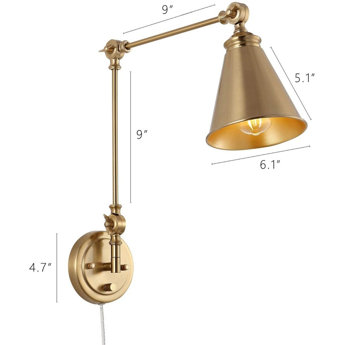 Applique da parete industriale WINGBO con braccio girevole e paralume in metallo, confezione da 2...