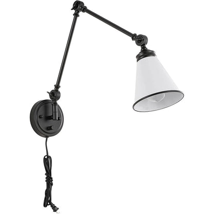 Applique da parete industriale WINGBO con braccio girevole e paralume in metallo, confezione da 2...