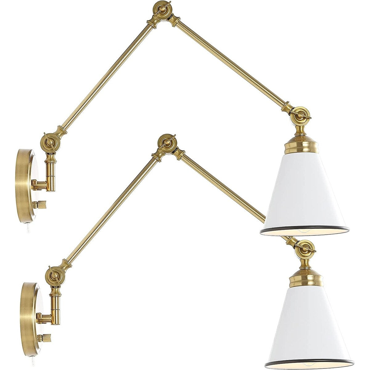 Applique da parete industriale WINGBO con braccio girevole e paralume in metallo, confezione da 2...