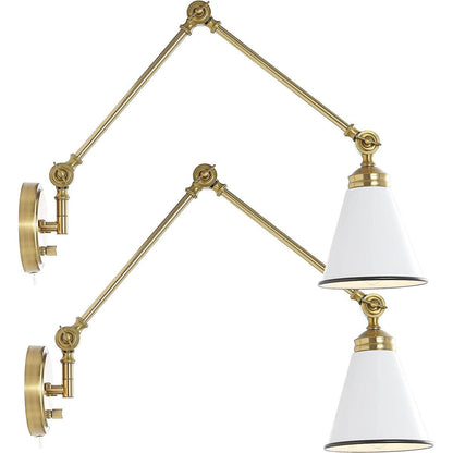 Applique da parete industriale WINGBO con braccio girevole e paralume in metallo, confezione da 2...