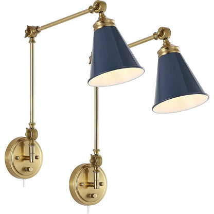 Applique da parete industriale WINGBO con braccio girevole e paralume in metallo, confezione da 2...