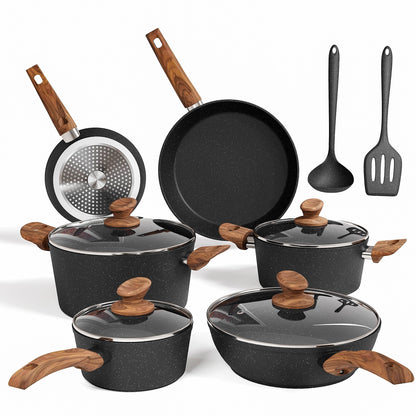 Set di pentole da cucina antiaderenti, set di pentole e padelle da 12 pezzi, set di cottura in granito