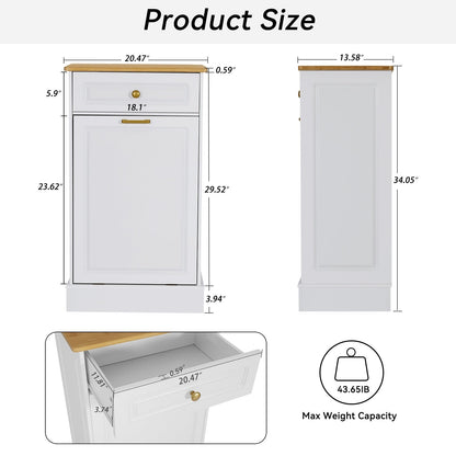 Cestino per rifiuti da cucina ribaltabile, cestino per rifiuti da banco in legno con cassetto