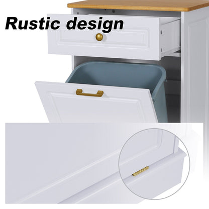 Cestino per rifiuti da cucina ribaltabile, cestino per rifiuti da banco in legno con cassetto