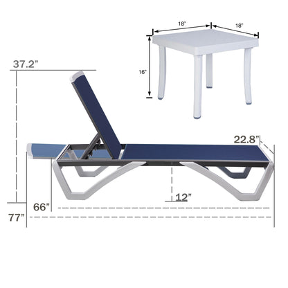 Kozyard Alan, chaise longue reclinabile regolabile per patio, gambe in resina di polipropilene e alluminio completamente piatte