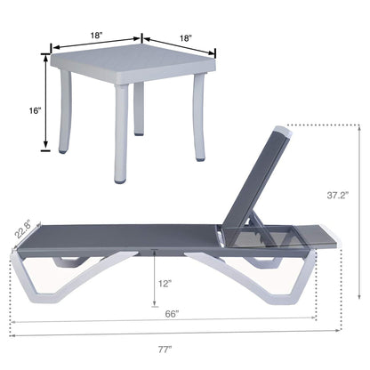 Kozyard Alan, chaise longue reclinabile regolabile per patio, gambe in resina di polipropilene e alluminio completamente piatte
