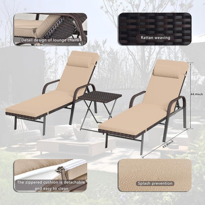 Set chaise lounge da esterno Kullavik in 3 pezzi