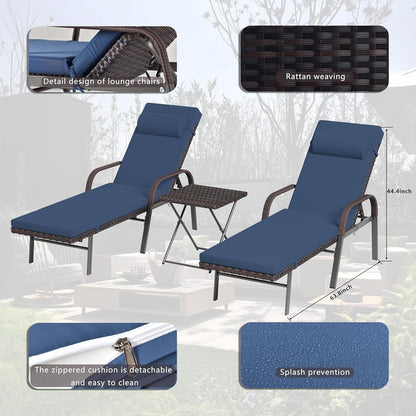 Set chaise lounge da esterno Kullavik in 3 pezzi
