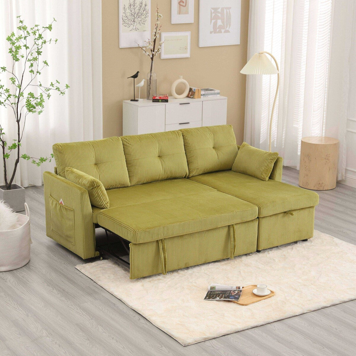 Il divano con seduta contenitore a L si ripiega in una poltrona reclinabile