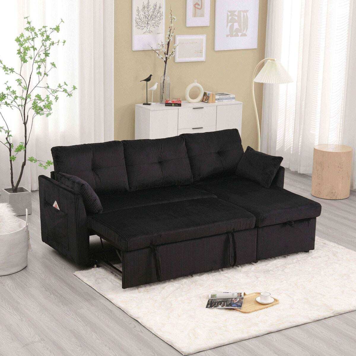 Il divano con seduta contenitore a L si ripiega in una poltrona reclinabile