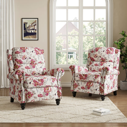 Set da 2 poltrone reclinabili manuali con schienale e finiture a borchie