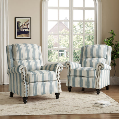 Set da 2 poltrone reclinabili manuali con schienale e finiture a borchie