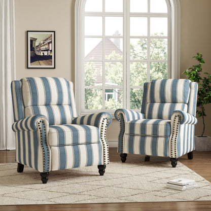 Set da 2 poltrone reclinabili manuali con schienale e finiture a borchie