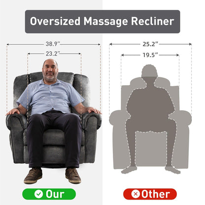 Poltrona reclinabile girevole a dondolo con massaggio e calore e tasche laterali