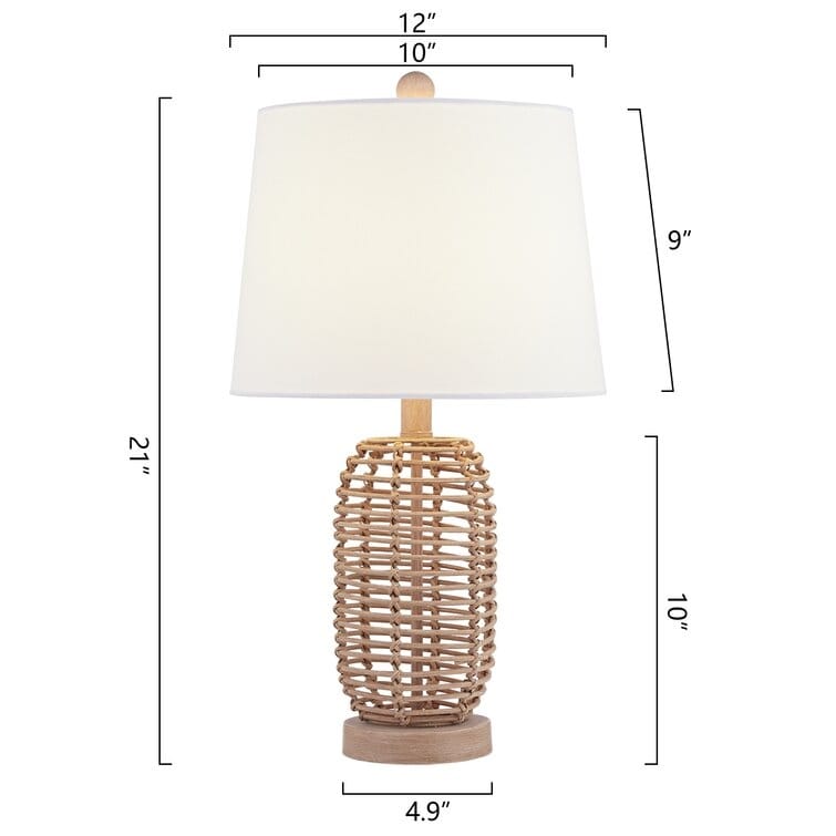 Set di 2 lampade da tavolo in rattan naturale da comodino (set di 2) - 12*12*21