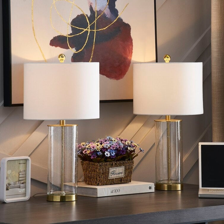 Set di lampade da tavolo in vetro trasparente da 23,75 pollici (set di 2) - 13*13*23,75 pollici