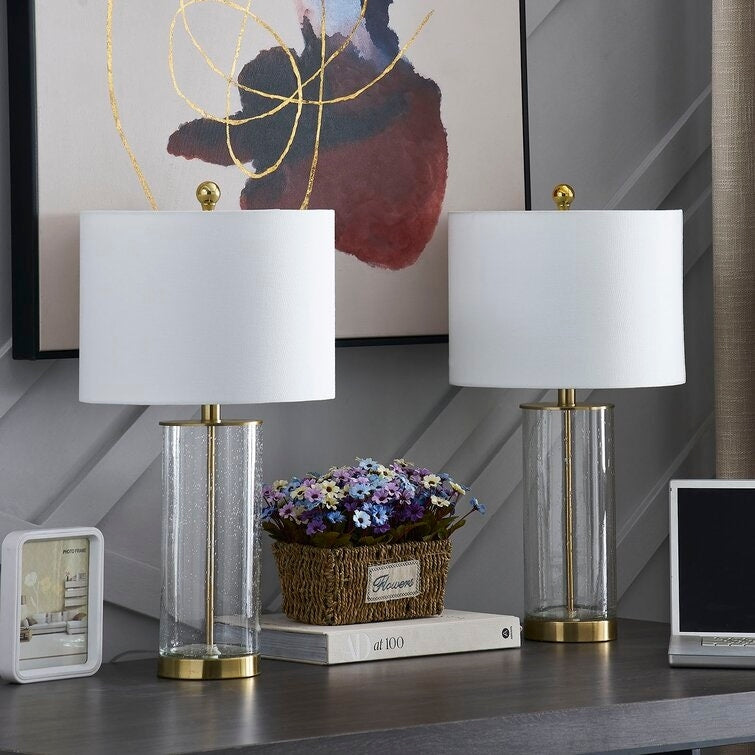Set di lampade da tavolo in vetro trasparente da 23,75 pollici (set di 2) - 13*13*23,75 pollici