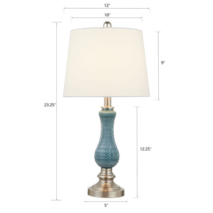 Set di 2 lampade da tavolo in vetro azzurro chiaro
