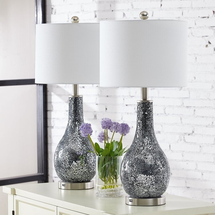 Set di lampade da tavolo in vetro 25.25 con USB (set di 2)