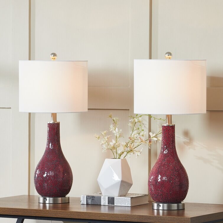 Set di lampade da tavolo in vetro 25.25 con USB (set di 2)