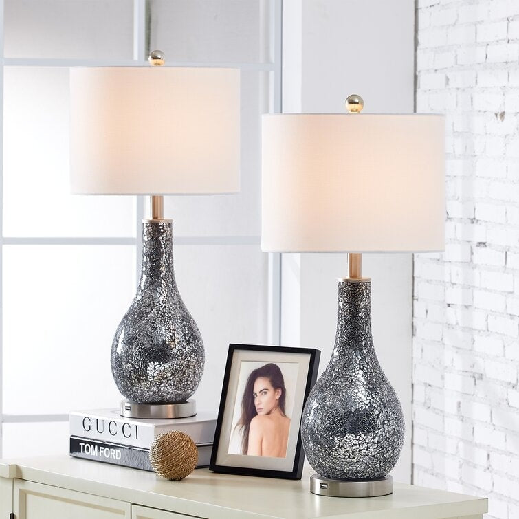 Set di lampade da tavolo in vetro 25.25 con USB (set di 2)