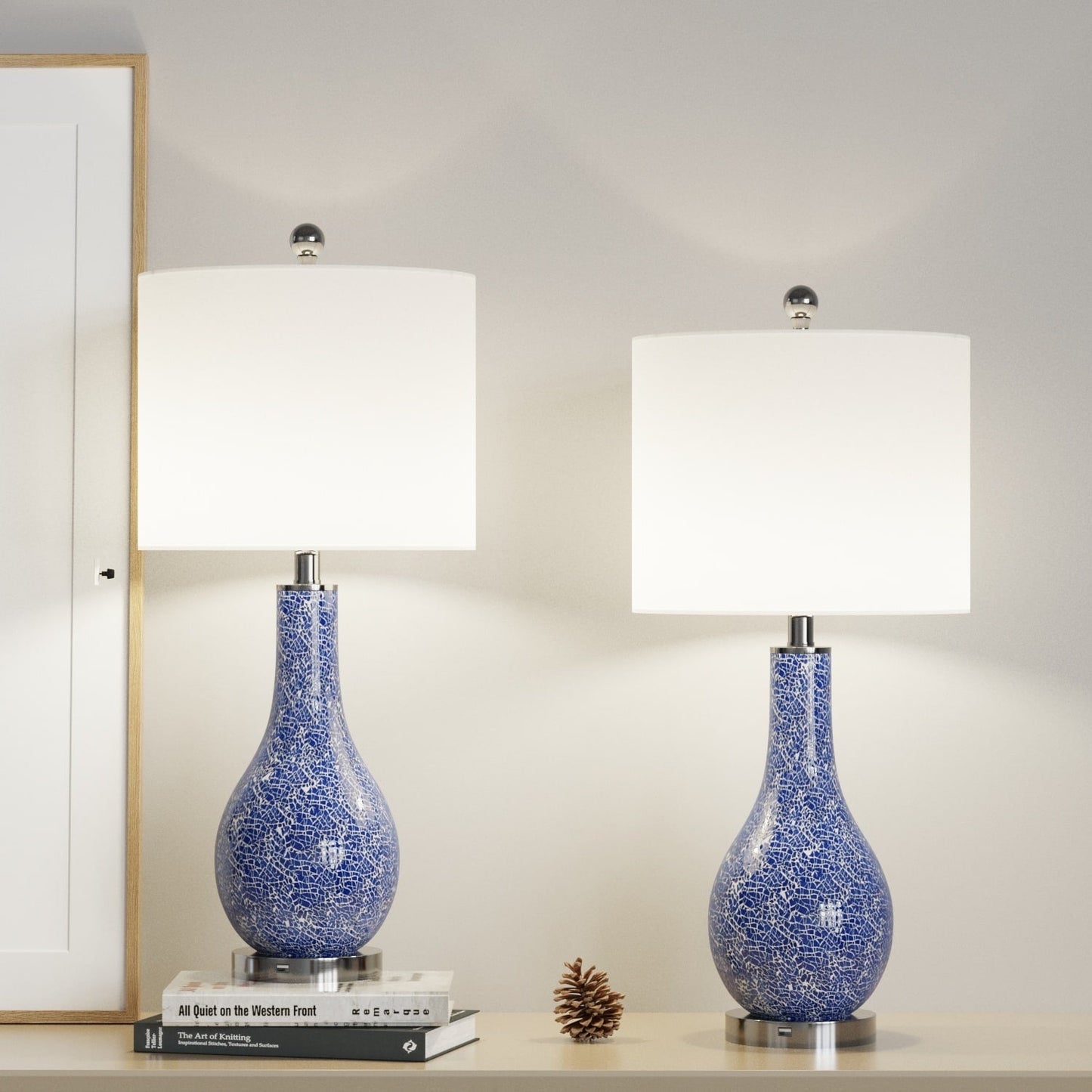 Set di lampade da tavolo in vetro 25.25 con USB (set di 2)