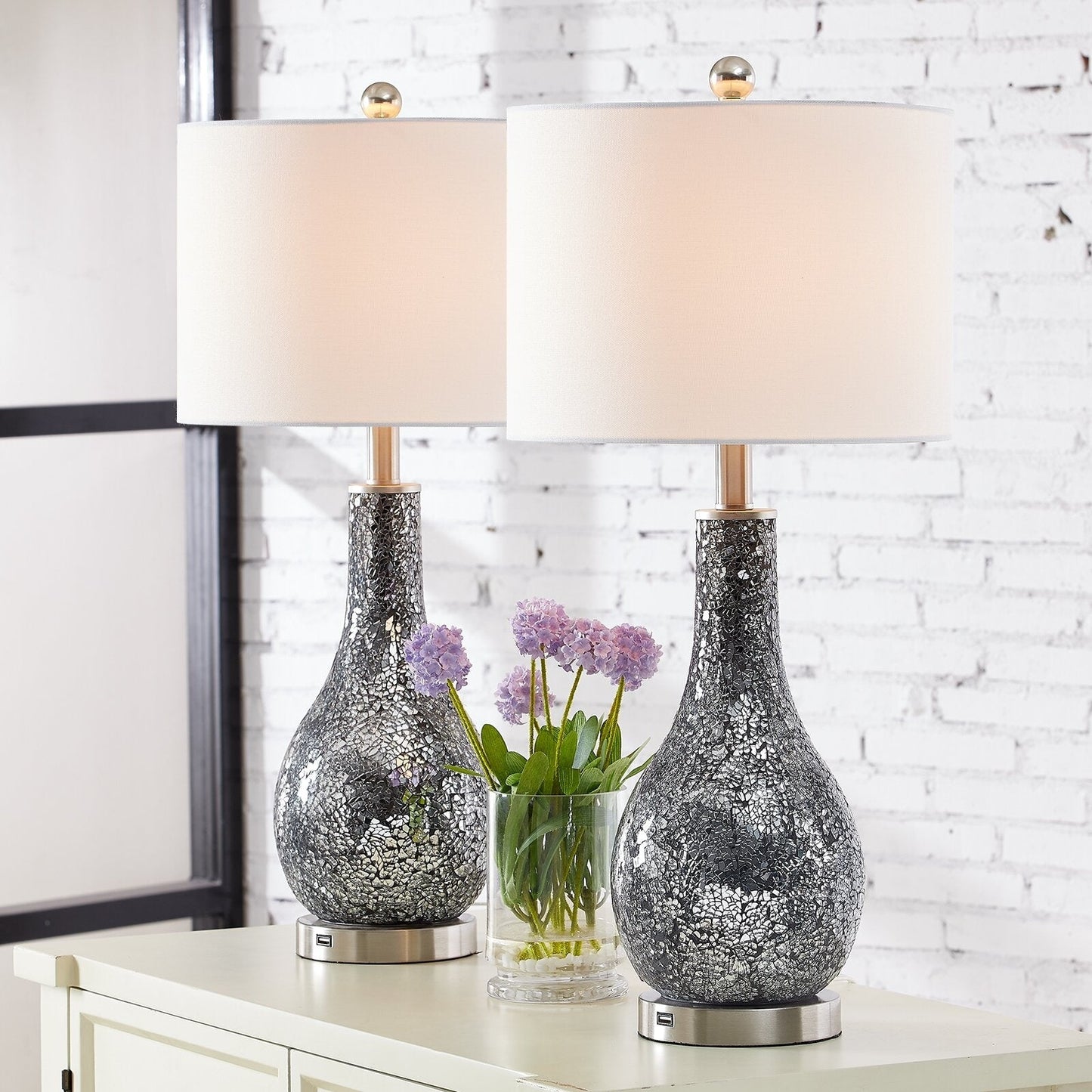 Set di lampade da tavolo in vetro 25.25 con USB (set di 2)