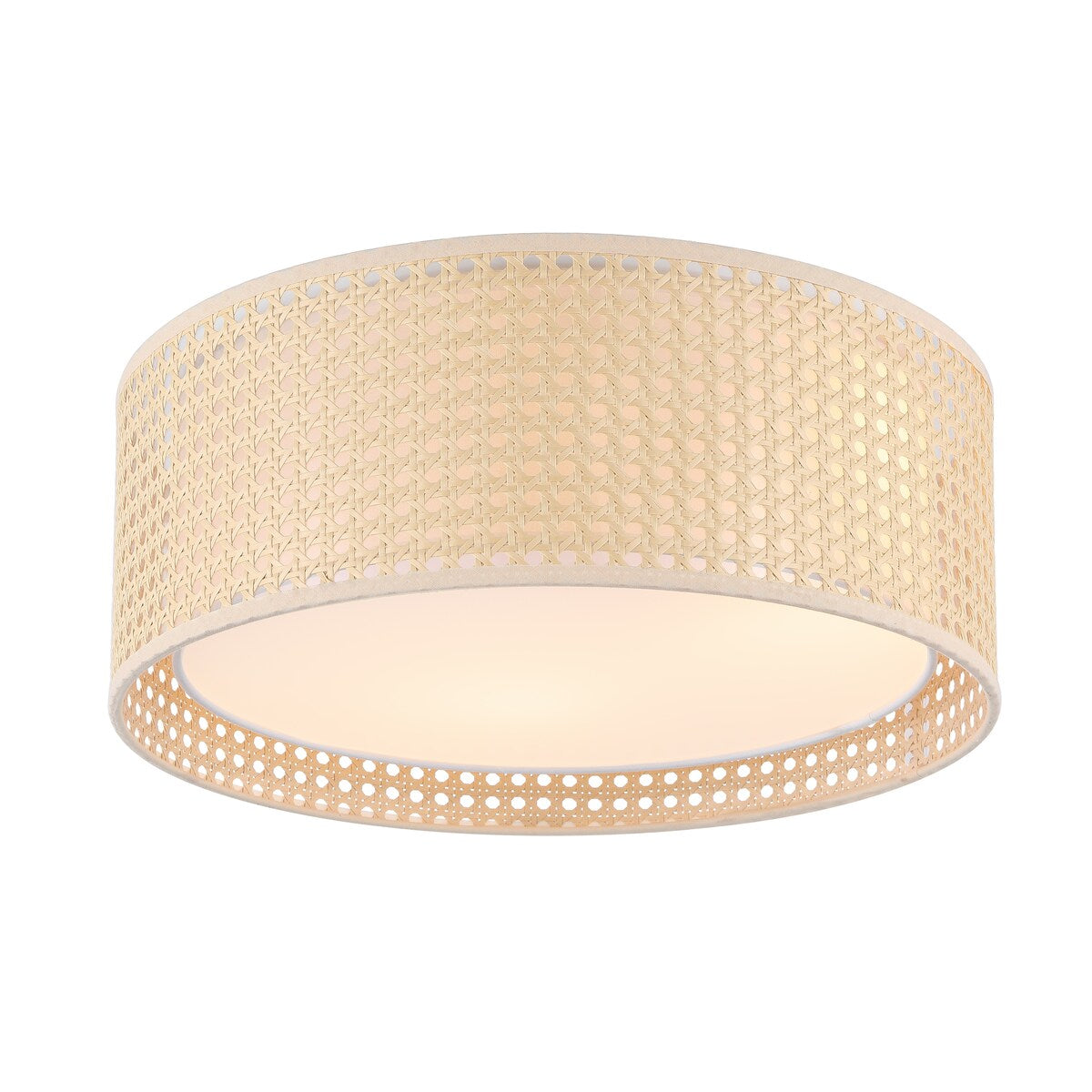 Lampada da soffitto moderna a 3 luci WINGBO con paralume a doppio tamburo in rattan e tessuto