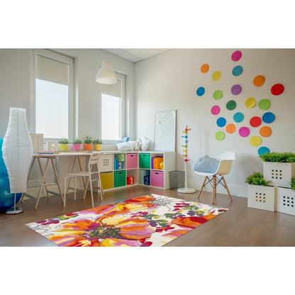 World Rug Gallery Tappeto moderno antiscivolo con fiori luminosi multicolore