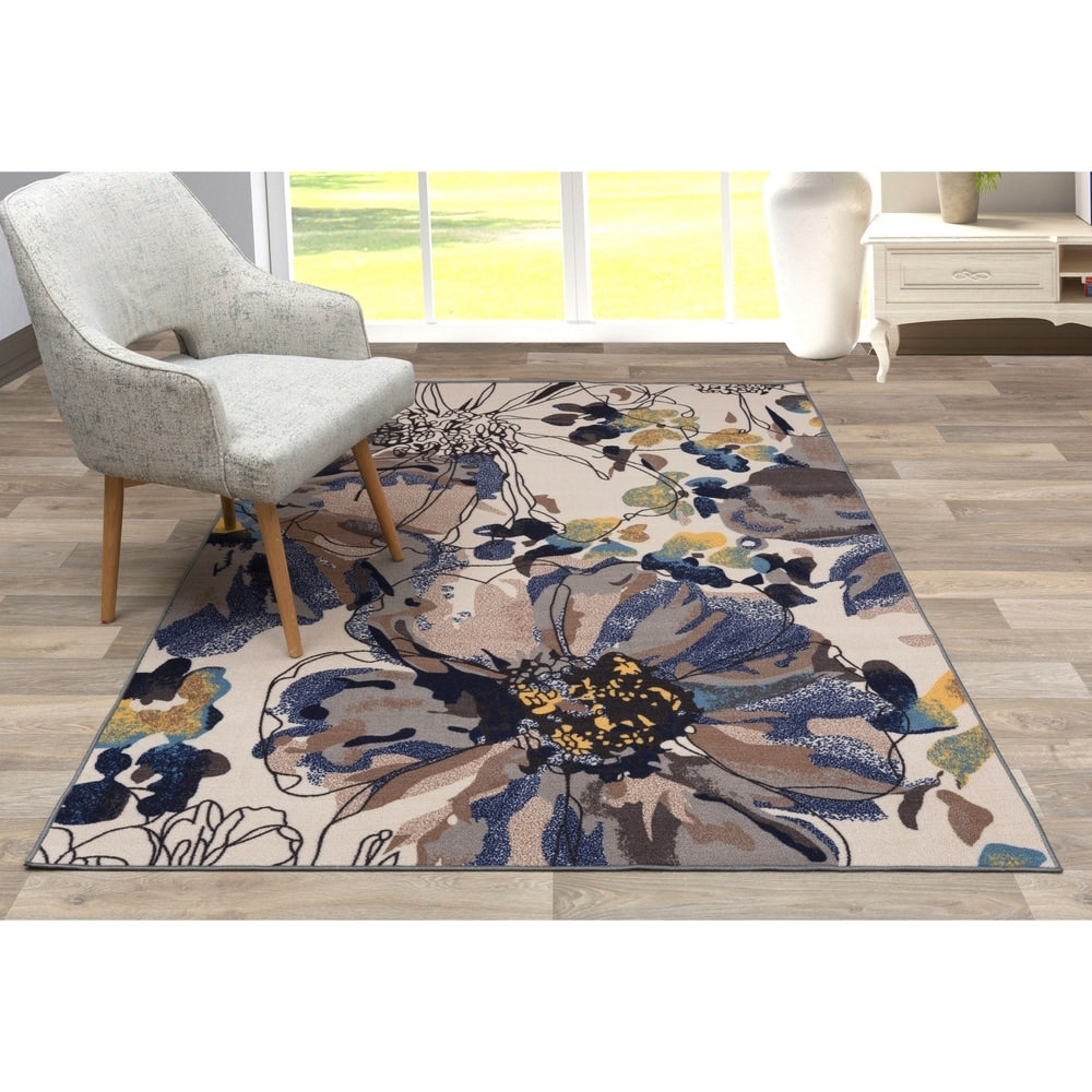 World Rug Gallery Tappeto moderno antiscivolo con fiori luminosi multicolore