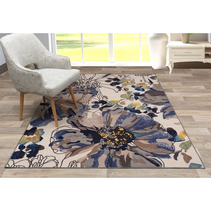 World Rug Gallery Tappeto moderno antiscivolo con fiori luminosi multicolore