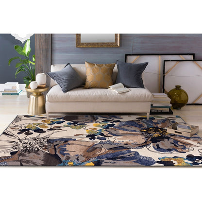 World Rug Gallery Tappeto moderno antiscivolo con fiori luminosi multicolore