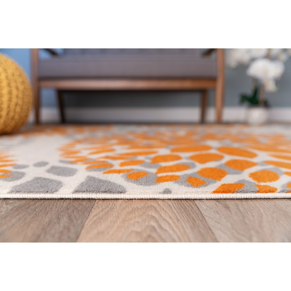 Tappeto moderno con cerchi floreali della World Rug Gallery