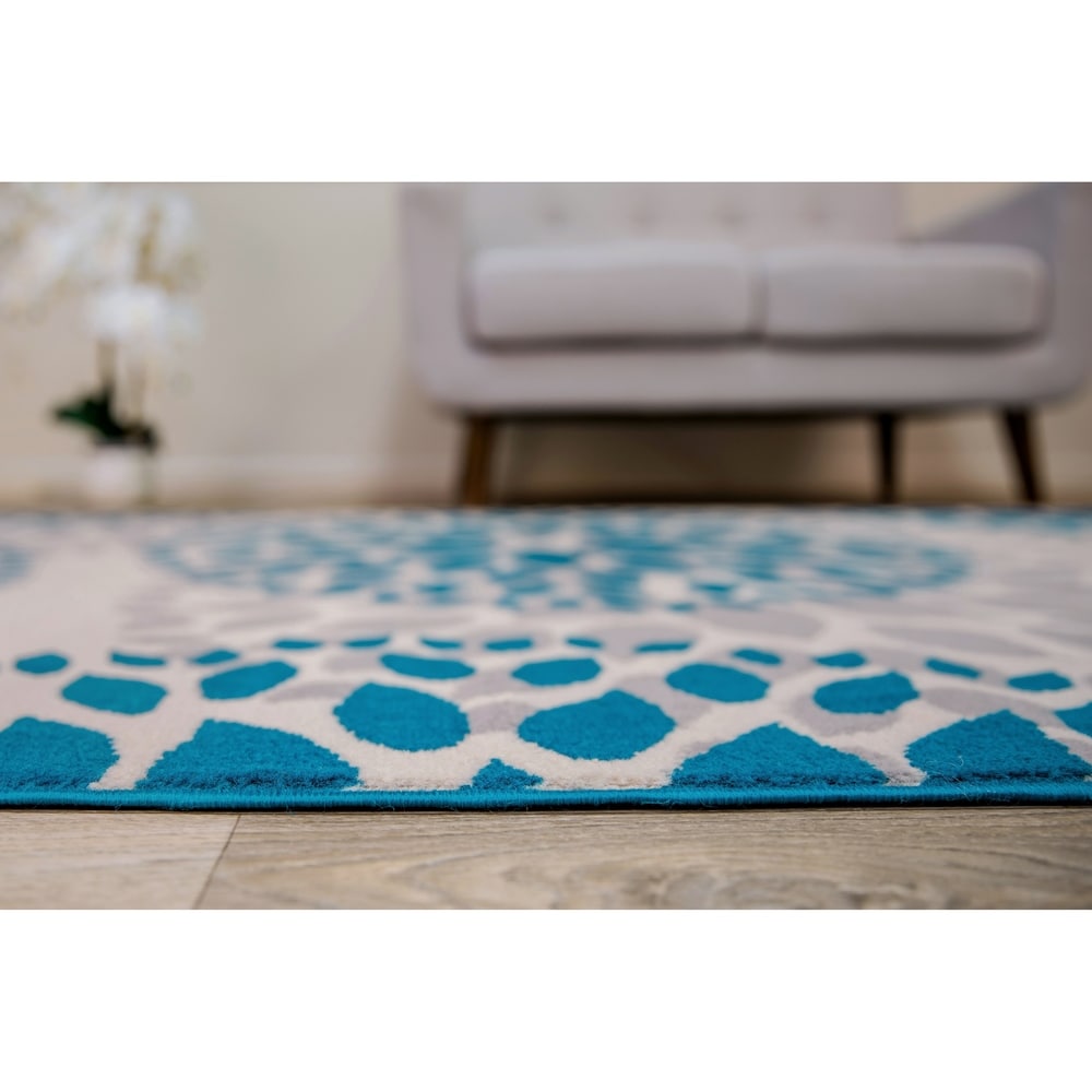 Tappeto moderno con cerchi floreali della World Rug Gallery