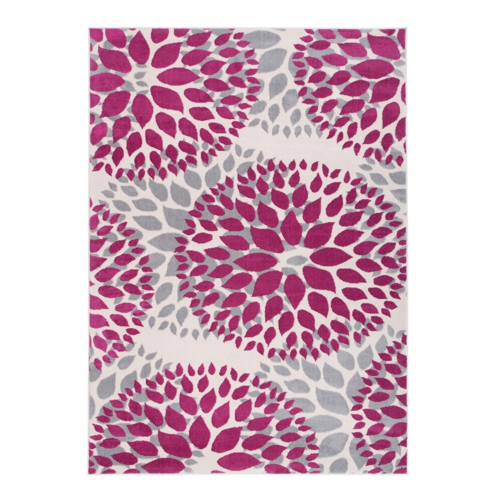 Tappeto moderno con cerchi floreali della World Rug Gallery