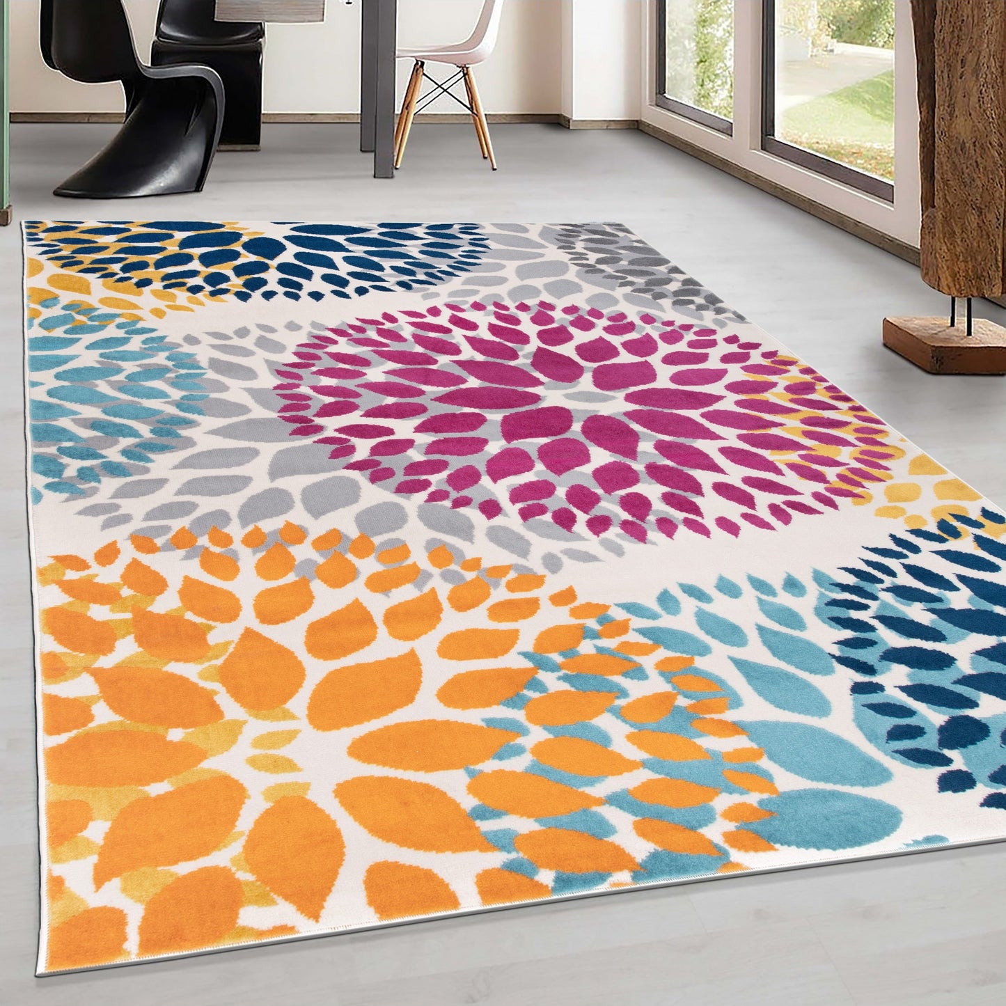 Tappeto moderno con cerchi floreali della World Rug Gallery