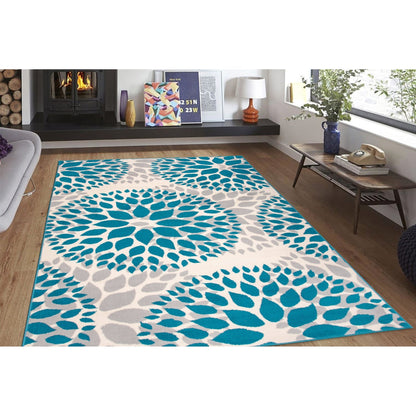 Tappeto moderno con cerchi floreali della World Rug Gallery