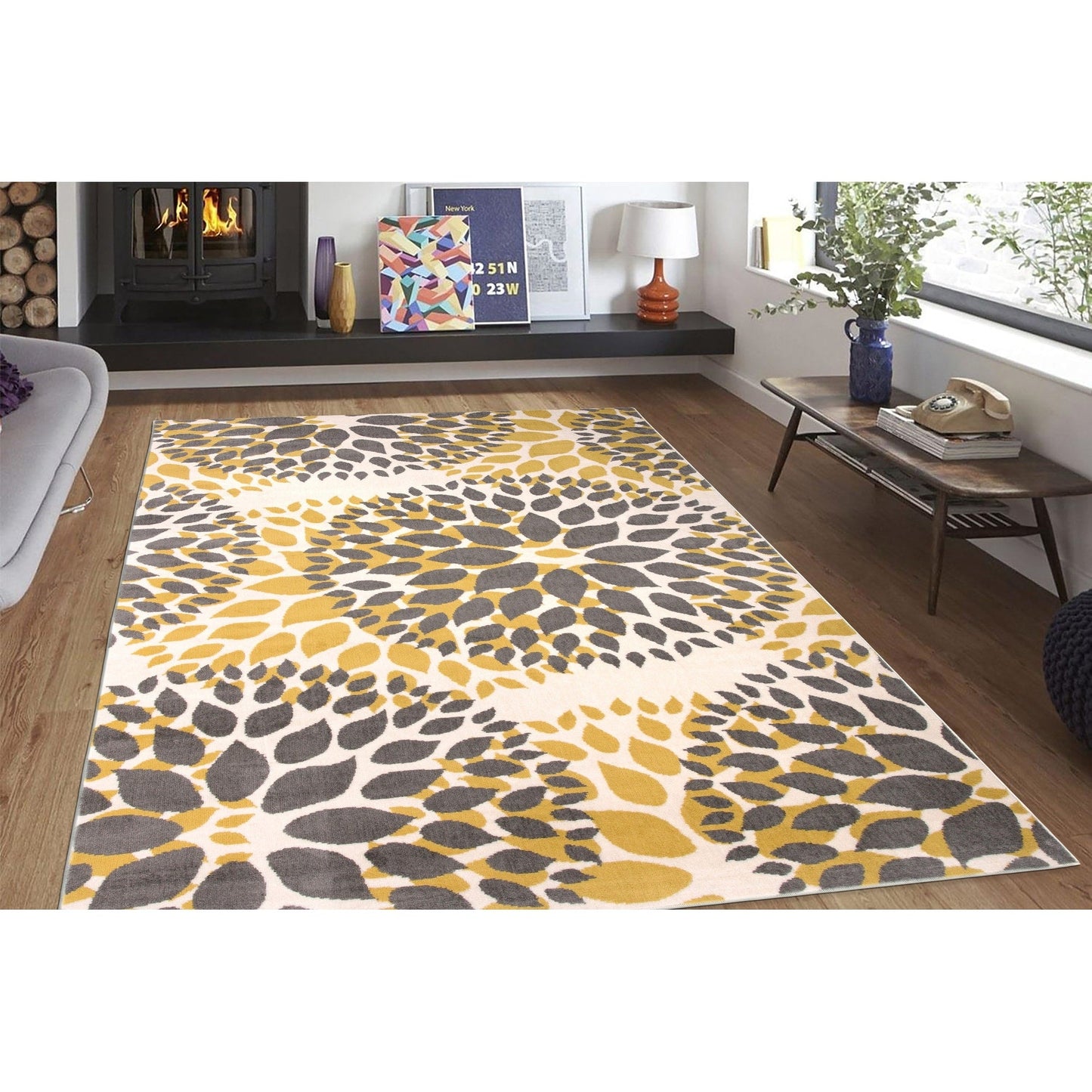 Tappeto moderno con cerchi floreali della World Rug Gallery
