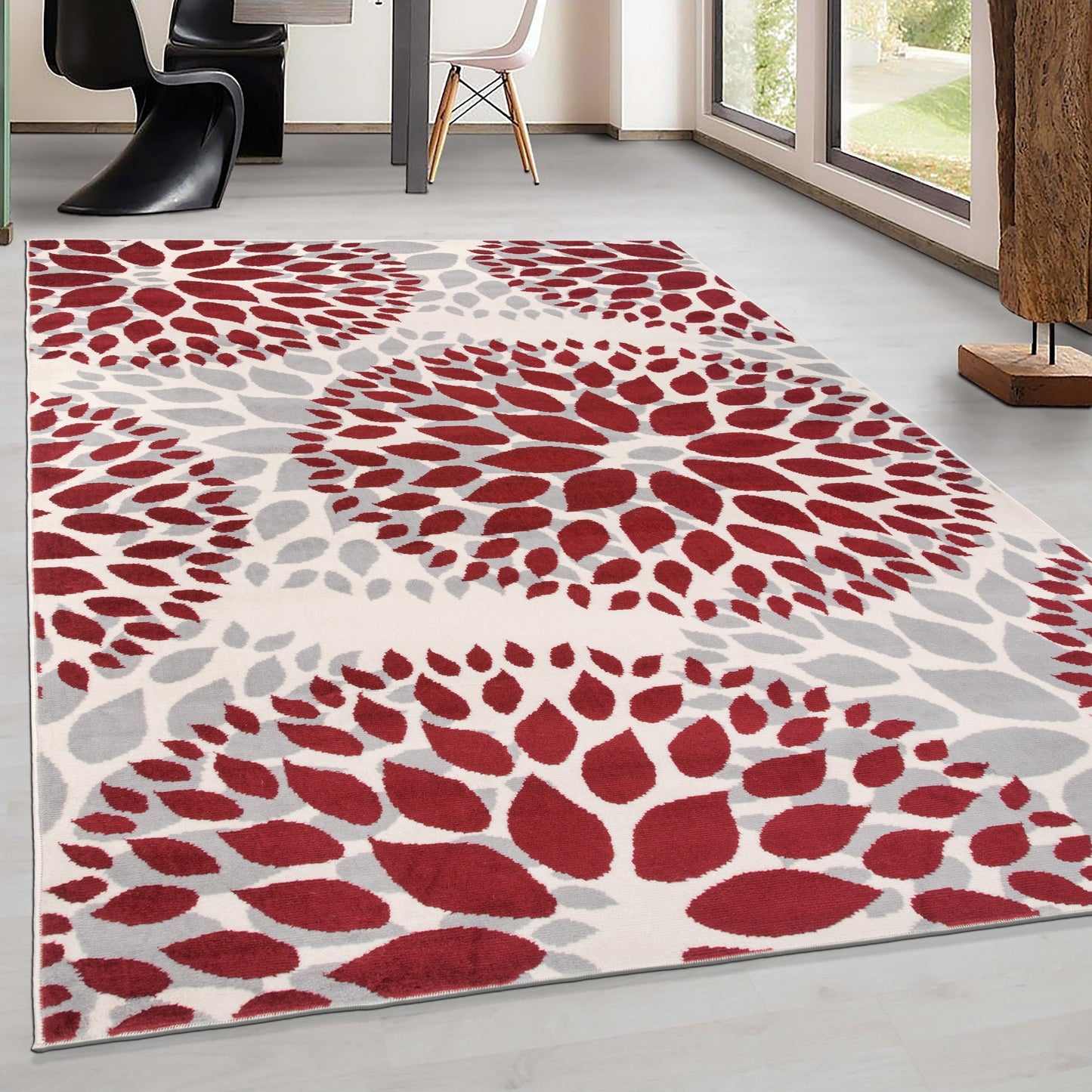 Tappeto moderno con cerchi floreali della World Rug Gallery