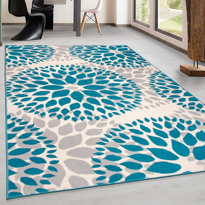 Tappeto moderno con cerchi floreali della World Rug Gallery
