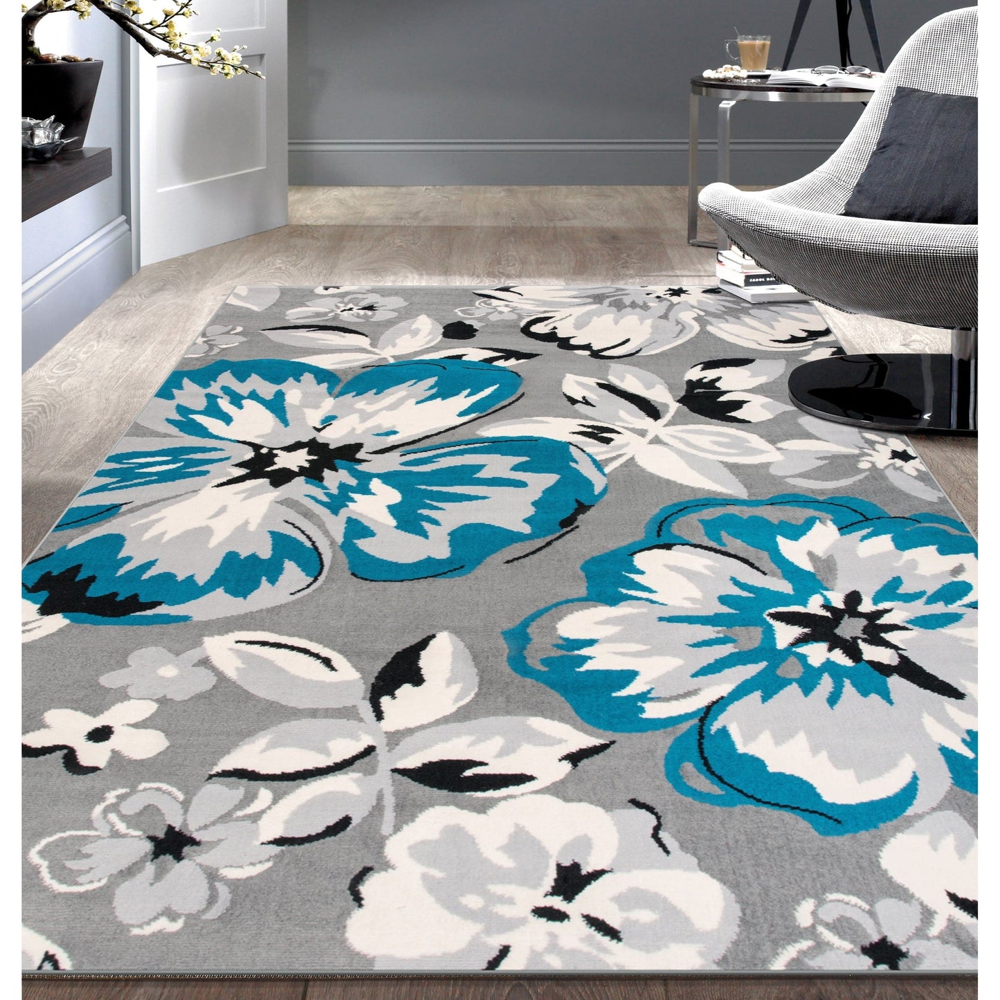 Tappeto moderno con motivo floreale della World Rug Gallery