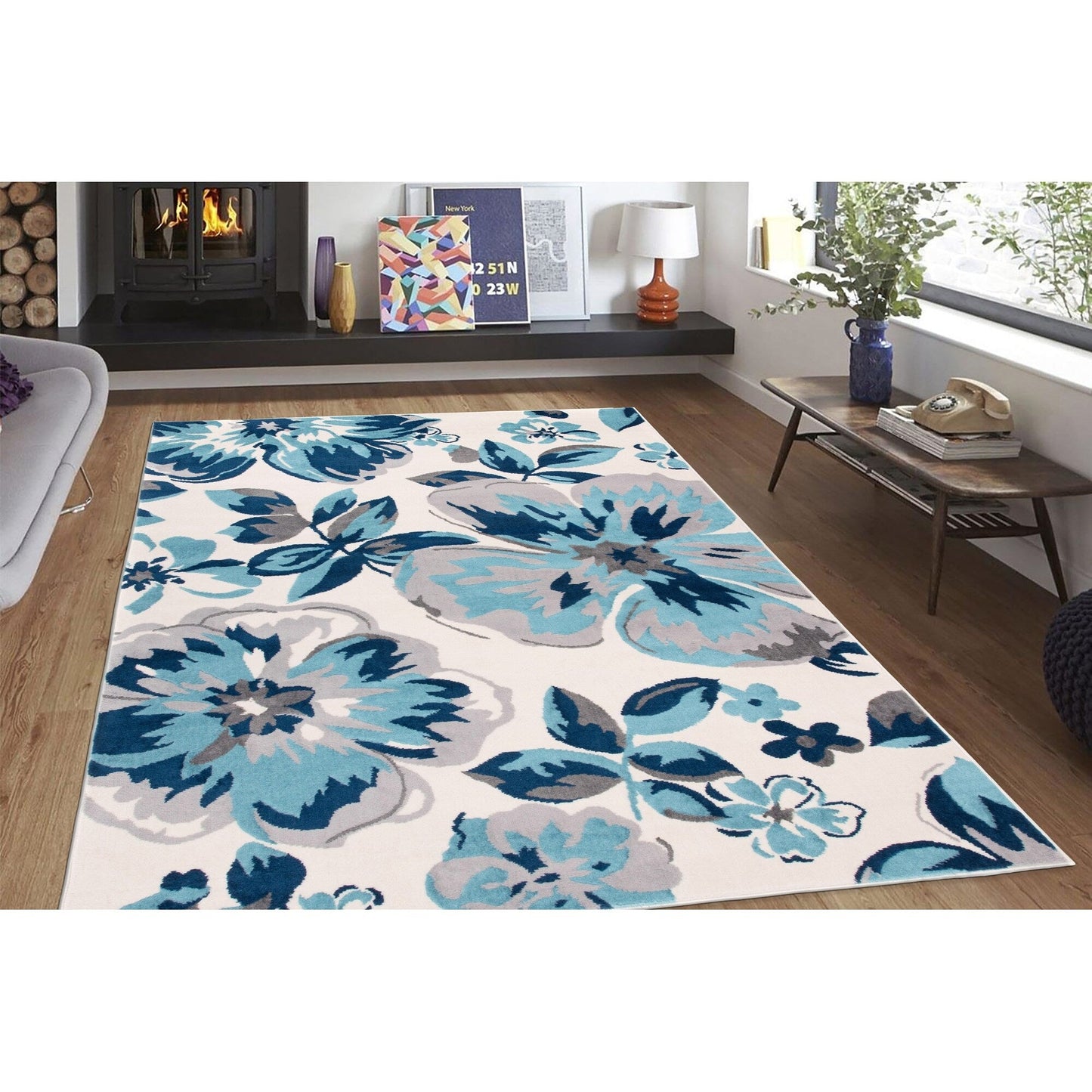 Tappeto moderno con motivo floreale della World Rug Gallery