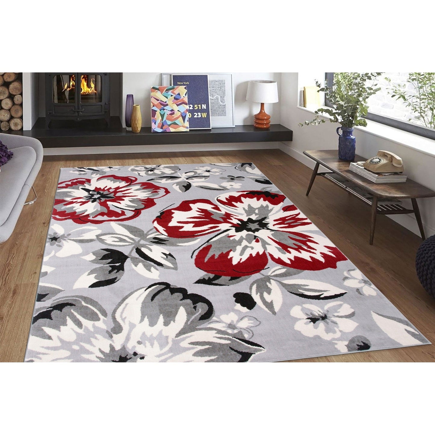 Tappeto moderno con motivo floreale della World Rug Gallery