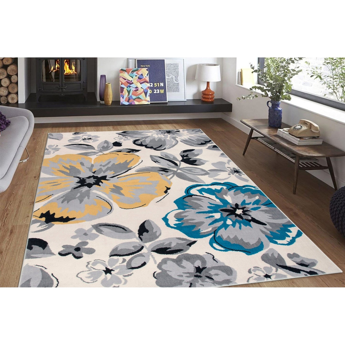 Tappeto moderno con motivo floreale della World Rug Gallery